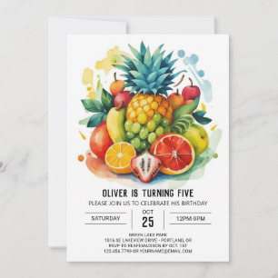 Bards Digital Whimsical Fruits Birthday Inbjudningar