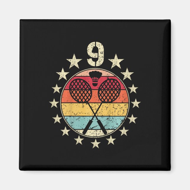 Bards Dminton Birthday 9 Year Old Boy Dminton 9th  Magnet (Framsidan)