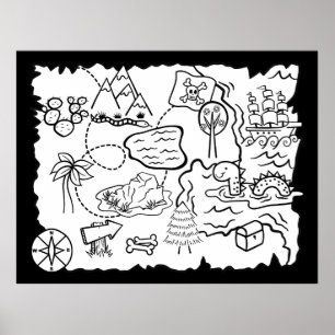 Bards Doodle Treasure Karta Coloring Page Poster