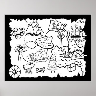 Bards Doodle Treasure Karta Coloring Page Poster