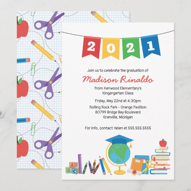 Bards Elementary Studenten Firande Inbjudningar (Fram/baksida)