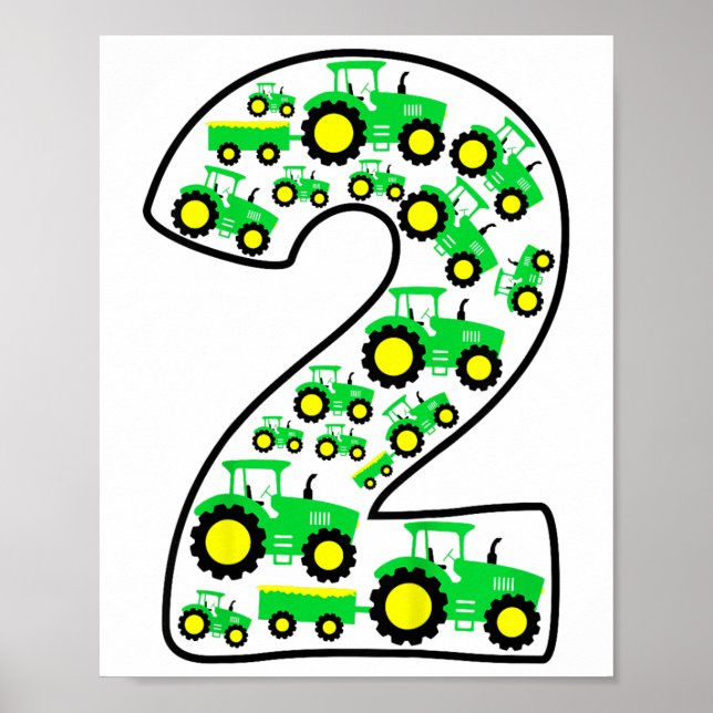 Bards Farm Tractor Boy 2:a födelsedagen 2 år gamma Poster (Framsidan)