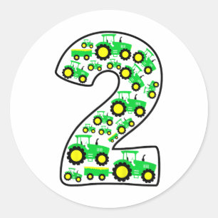 Bards Farm Tractor Boy 2:a födelsedagen 2 år gamma Runt Klistermärke