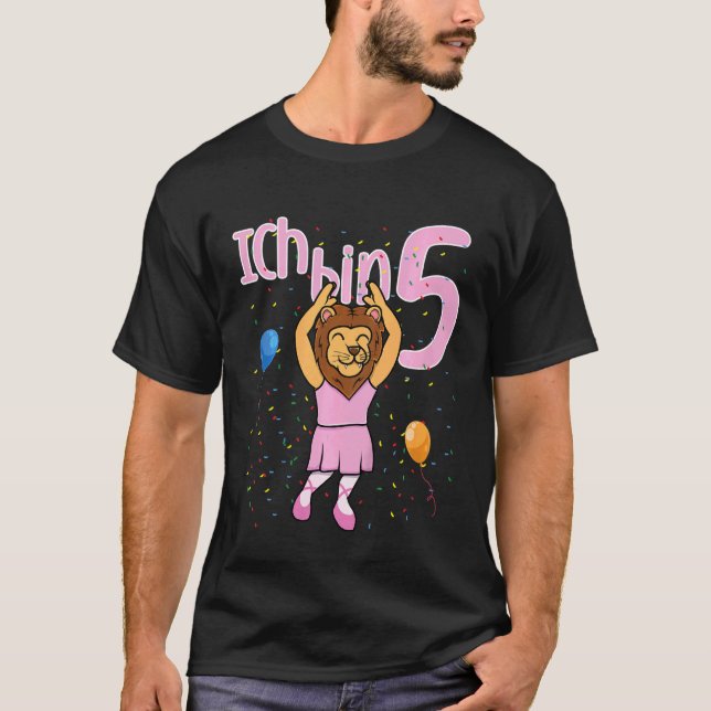 Bards Femte födelsedag Lejon Ich Tunna Fünf T Shirt (Framsida)