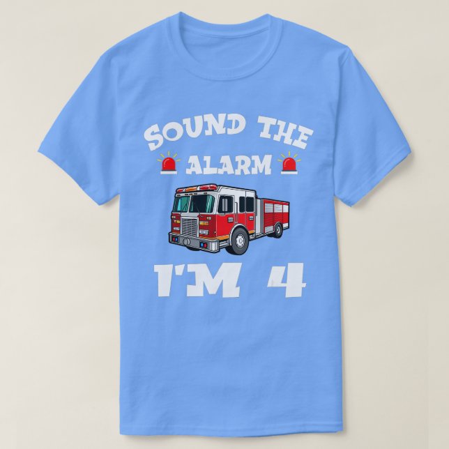 Bards Fire Lastbil 4e födelsedagen Boy Småbarn eld T Shirt (Design framsida)
