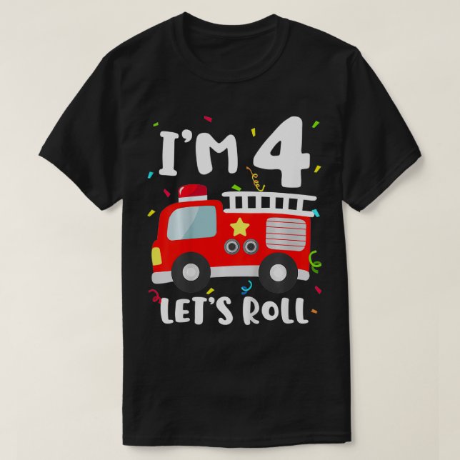 Bards Fire Lastbil 4e födelsedagen Småbarn Boy Fir T Shirt (Design framsida)