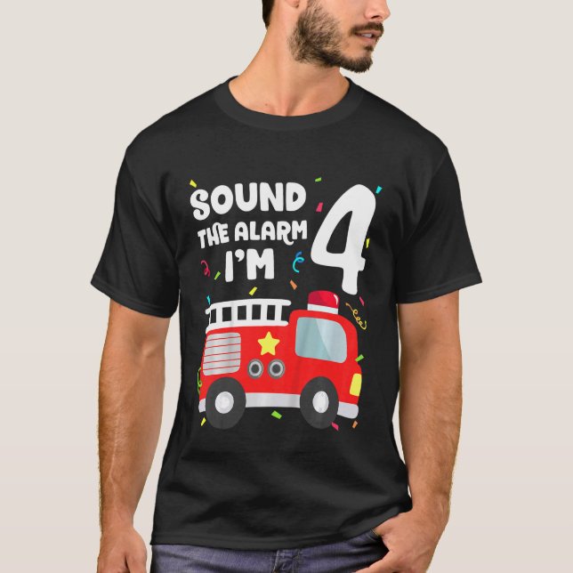 Bards Fire Lastbil 4e födelsedagen Småbarn Boy Fir T Shirt (Framsida)