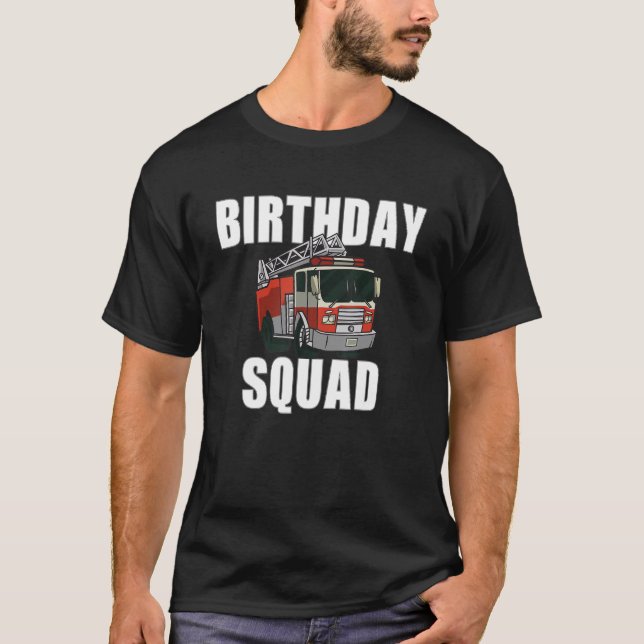 Bards Firefighter Birthday Squad Fire Lastbil Boy  T Shirt (Framsida)