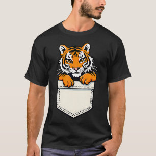 Bards Funny Animal Tiger Pocket Boys Girls Småbarn T Shirt