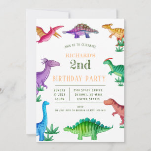 Bards Funny Dinosaur Theme Birthday Celebrate Inbjudningar