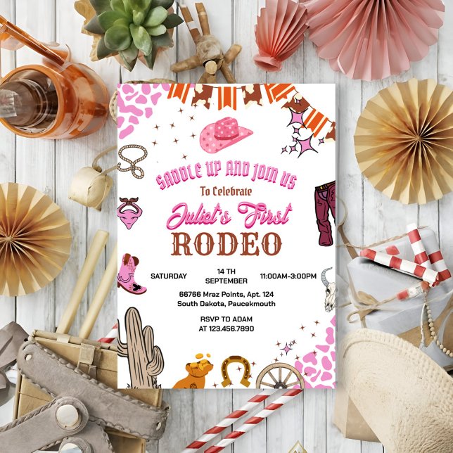 Bards Girl Rounds First Rodeo 1st Party Birthday Inbjudningar (Skapare uppladdad)