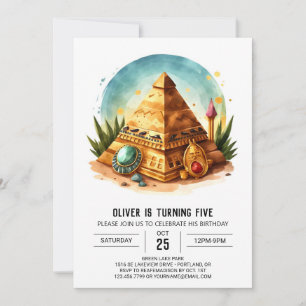 Bards Guld Pastel Pyramids Birthday Inbjudningar