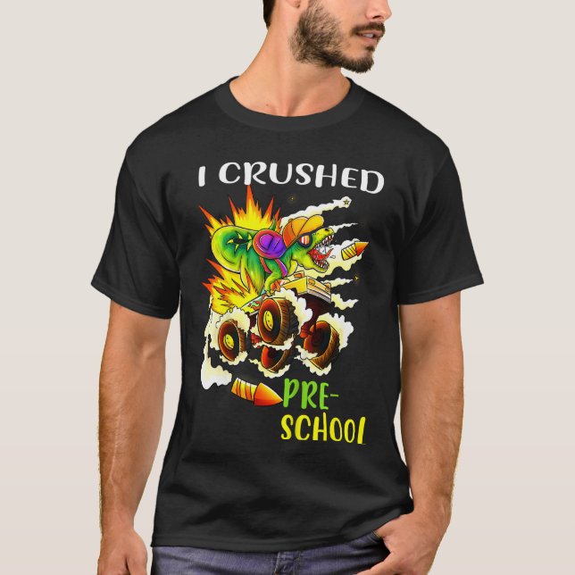 Bards I krossade förK Monster Lastbil Dinosaur Gra T Shirt (Framsida)