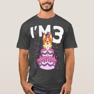 Bards Im 3 Bday Hund Kids 3:e födelsedagen Corgi D T Shirt