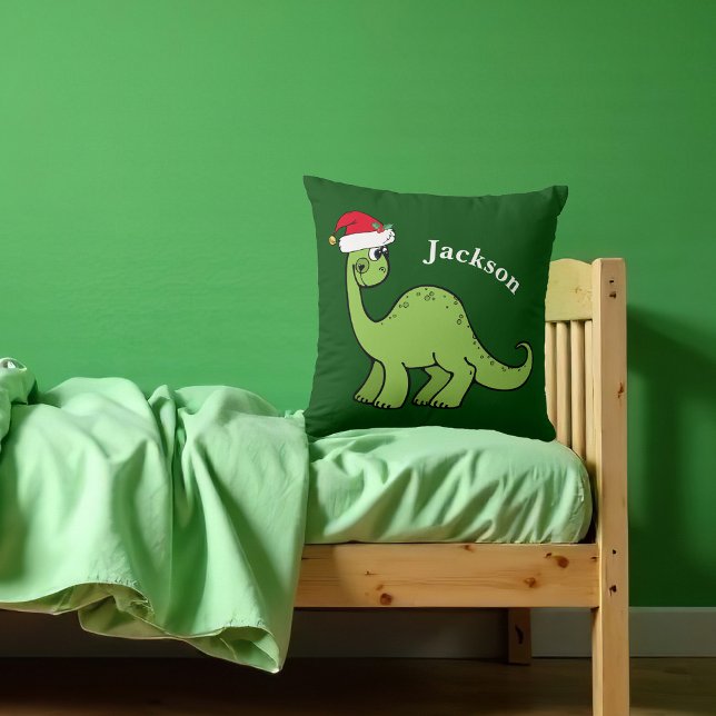 Bards jul Dinosaur Anpassningsbar Grönt Dekorativ  Kudde (Skapare uppladdad)