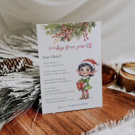 Bards jul Elf Girl Adjö till Brev Card Inbjudningar