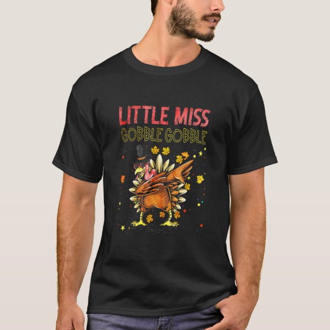 Bards Little Miss Gobble Turkey Thanksgiving Kids  T Shirt (Framsida)