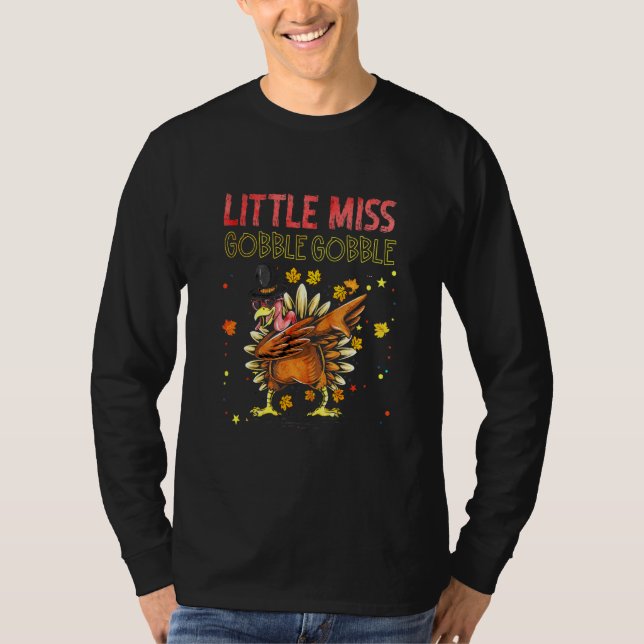 Bards Little Miss Gobble Turkey Thanksgiving Kids  T Shirt (Framsida)