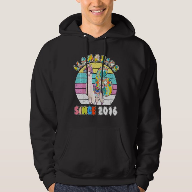 Bards Llama Girl 6 Year Old Llamazing Alpaca Birth Hoodie (Framsida)