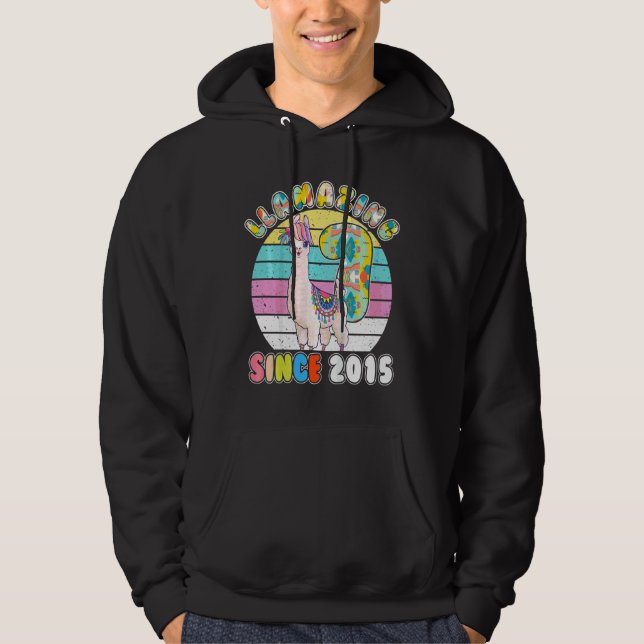 Bards Llama Girl 7 Year Old Llamazing Alpaca Birth Hoodie (Framsida)