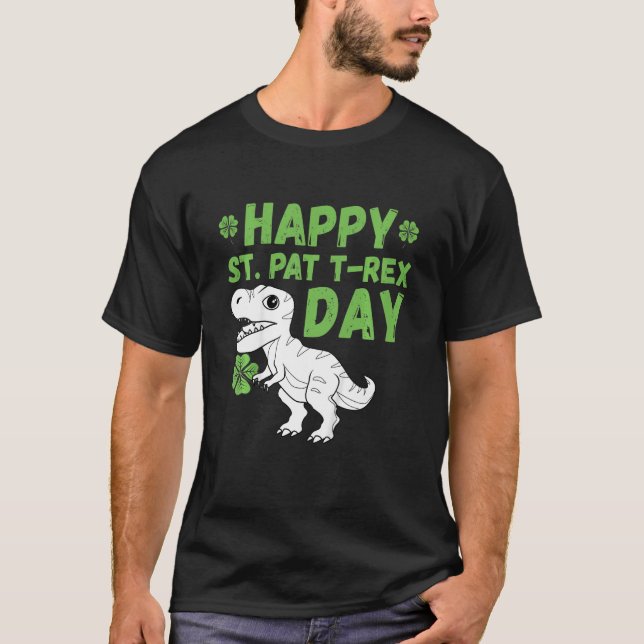 Bards Lycklig St Pat T Rex Day Dinosaur St Patrick Shirt (Framsida)