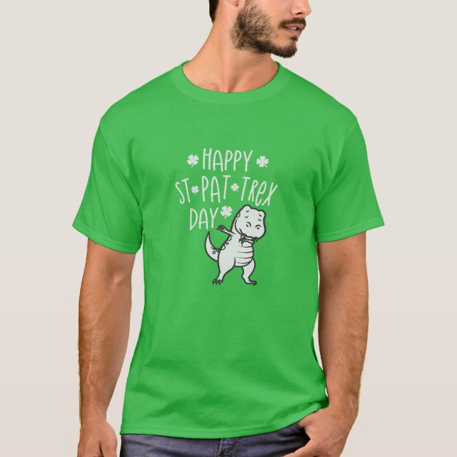 Bards Lycklig St Pat Trex Day Dino Saint patrick T Shirt (Framsida)