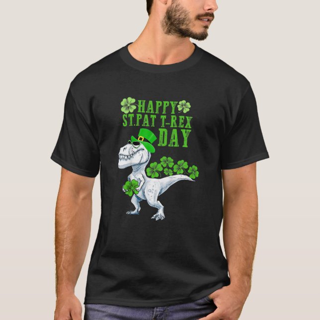 Bards Lycklig St Pat Trex Day Dinosaur Patricks Da T Shirt (Framsida)