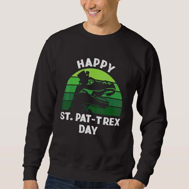 Bards Lycklig St Pat Trex Dino-St patricks day til Lång Ärmad Tröja (Framsida)