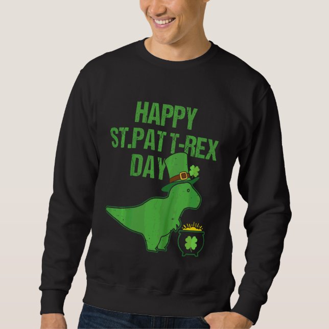 Bards Lycklig St Pat Trex Dino-St patricks day til Lång Ärmad Tröja (Framsida)