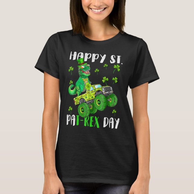 Bards Lycklig St Pat Trex Dino-St patricks day til T Shirt (Framsida)