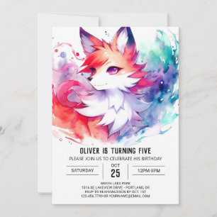 Bards Pastel Fox Birthday Inbjudningar