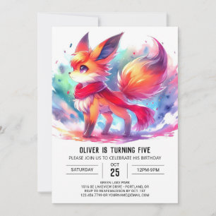 Bards Pastel Fox Birthday Inbjudningar