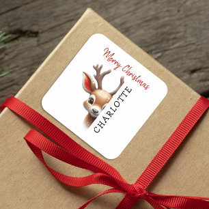 Bards Personlig Reindeer jul Fyrkantigt Klistermärke