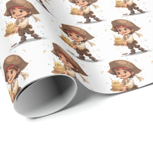 Bards Pirat Birthday Gift Wrapping Papper Boy Presentpapper (Rullad Hörn)
