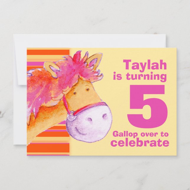 Bards pony trekking Femårsfödelsedag inbjudan (Framsida)