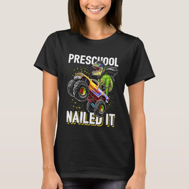Bards Preschool Nagog Rex Dinosaur Monster Truc T Shirt (Framsida)