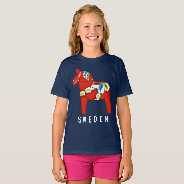 Bards Red Dala Horse T-Shirt (Hel framsida)