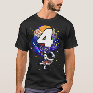 Bards Rymden Astronaut 4e födelsedagen Boy 4 År T Shirt