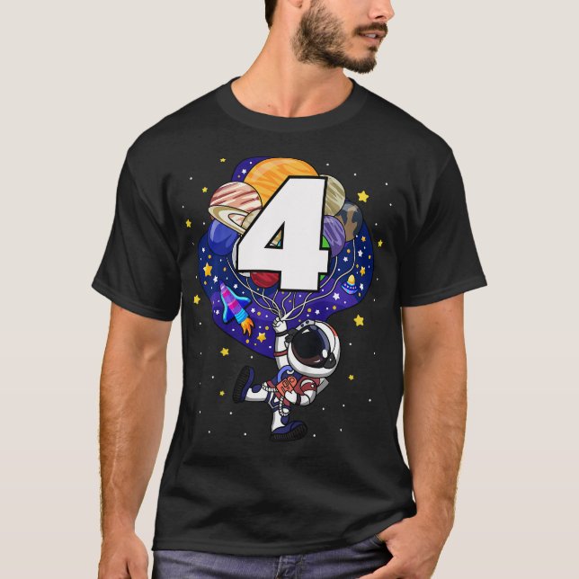 Bards Rymden Astronaut 4e födelsedagen Boy 4 År T Shirt (Framsida)