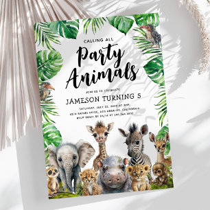 Bards Safari Party Animals Birthday Inbjudningar