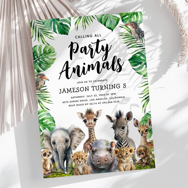 Bards Safari Party Animals Birthday Inbjudningar (Skapare uppladdad)