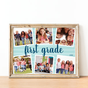 Bards School Year Keepsaké Aqua Photo Collage Skri Poster