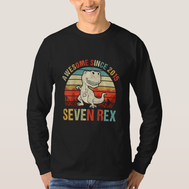 Bards Seven Rex 7:e Bday Boy Treddosoaur Fantastis T Shirt (Framsida)