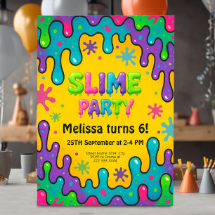 Bards Slime Party Birthday Inbjudningar