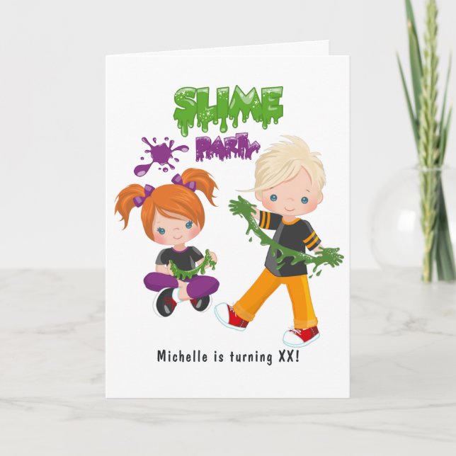 Bards Slime Party Birthday Photo Inbjudan (Framsida)
