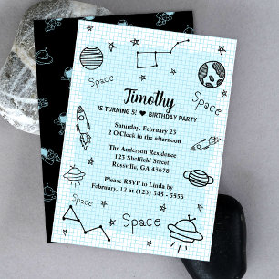 Bards Space Astronaut Cute Birthday Inbjudningar