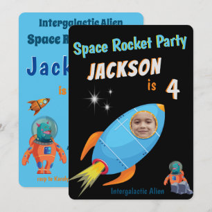 Bards Space Rocket Birthday Inbjudningar