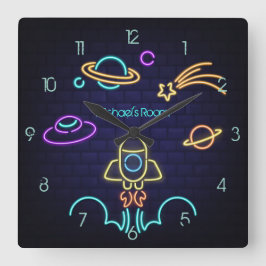 Bards Space ThANT Neon Light Fyrkantig Klocka