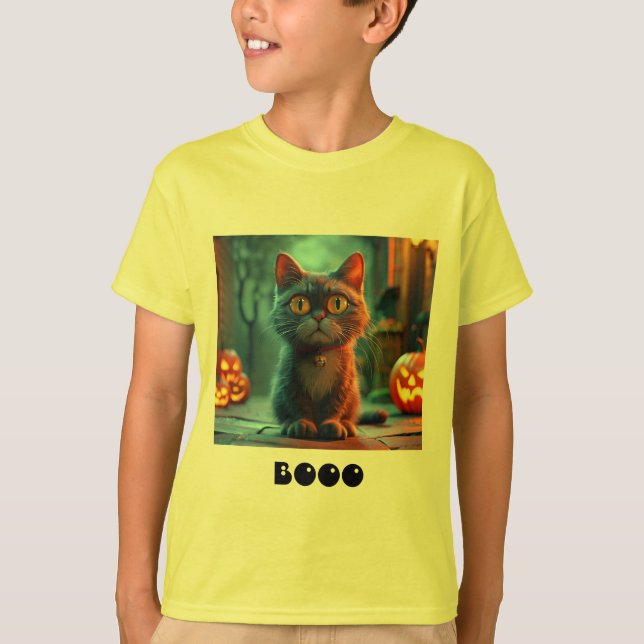 Bards Spooky Halloween Cat T-Shirt (Framsida)