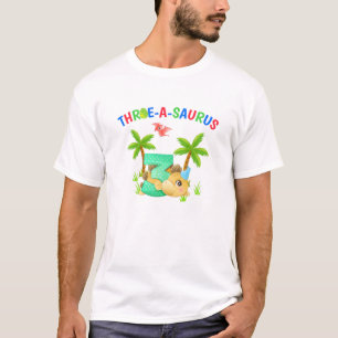 Bards Three-A-Saurus 3Rd, födelsedagspojken Dinosa T Shirt